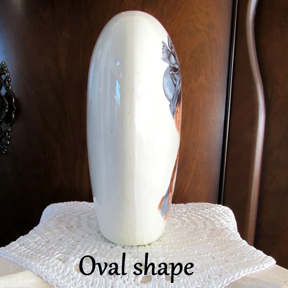 ART VASE 1920s STYLE w LADY PORTRAIT in BLUE HAT & FLIRTY LOOK OVAL SHAPE, EUC - Picture 2 of 7
